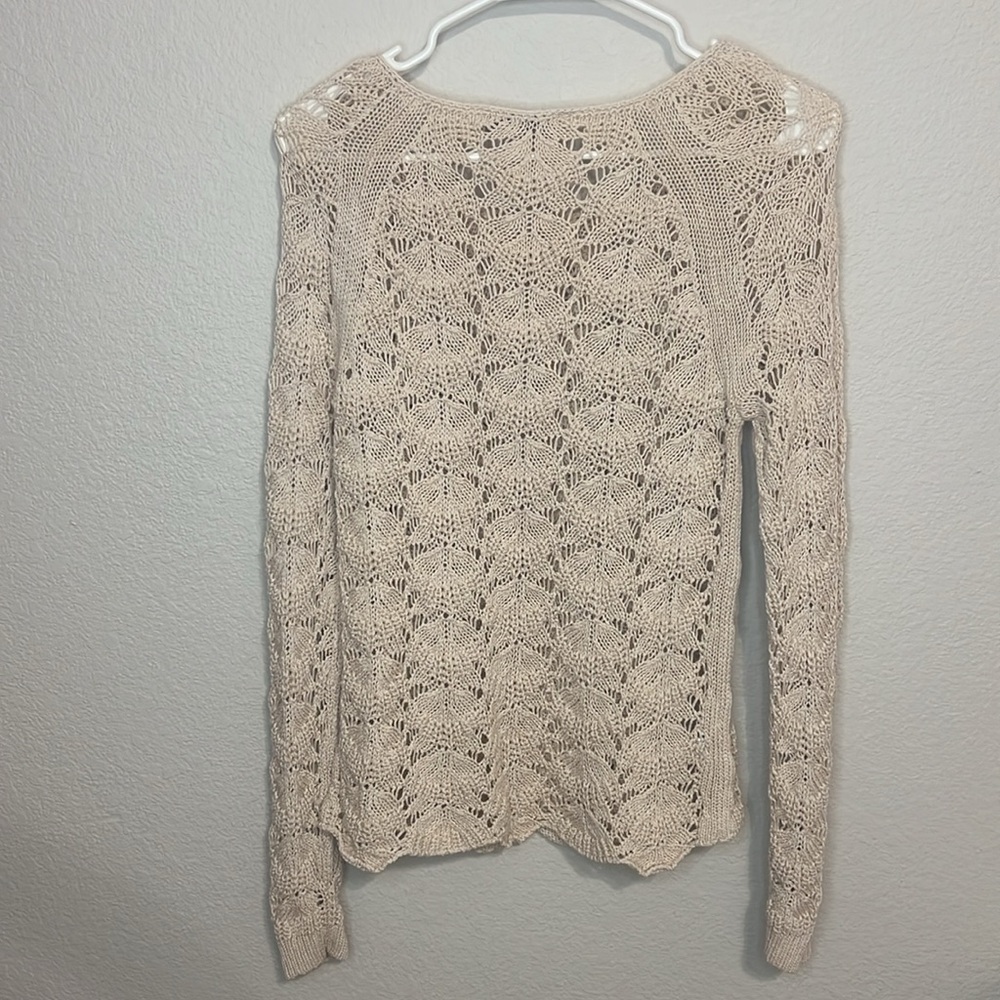 Ann Taylor Loft cream color knit sweater size small - Picture 2 of 3